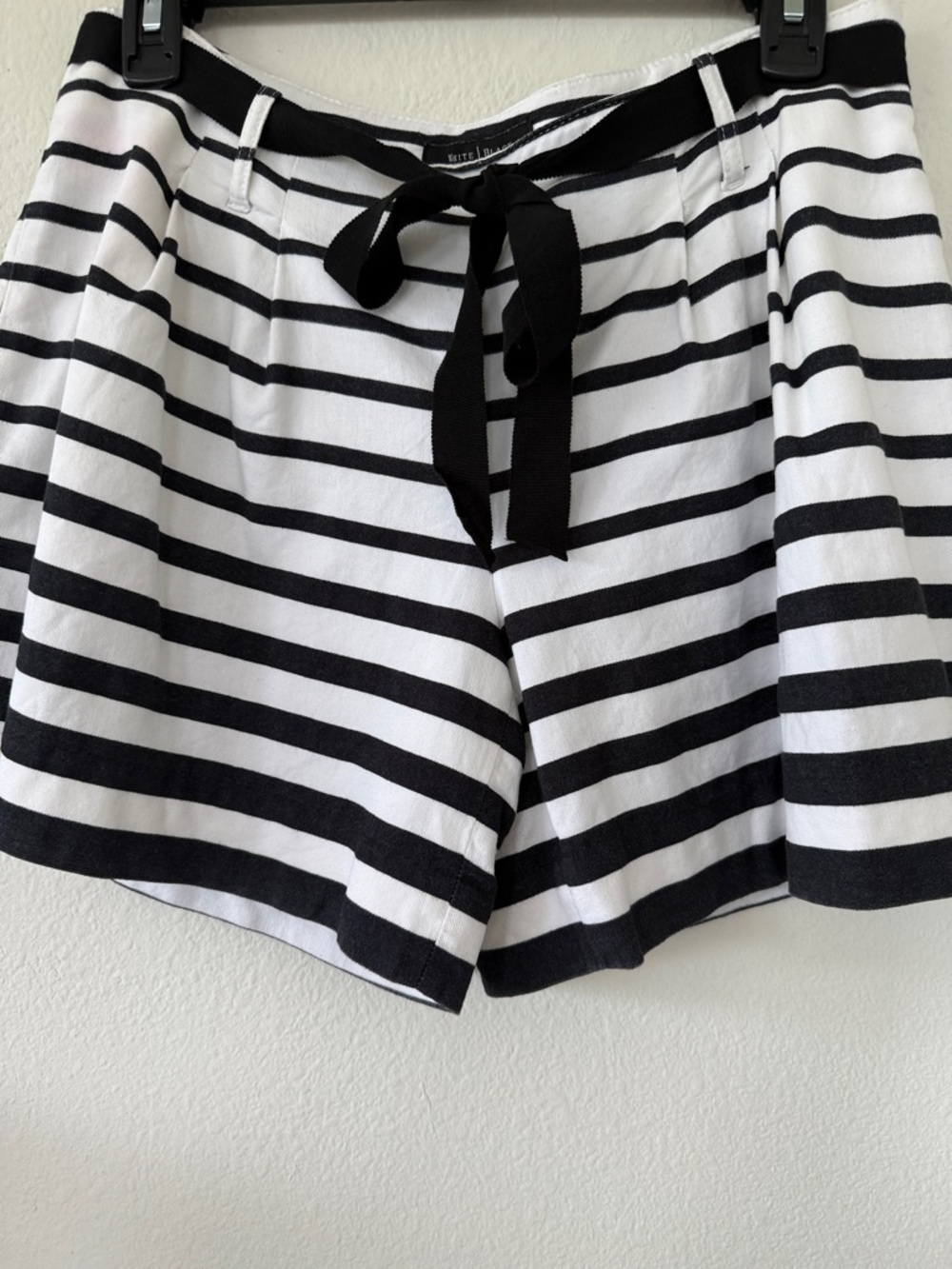 White House Black Market Black & White Striped Tie-Waist Skort